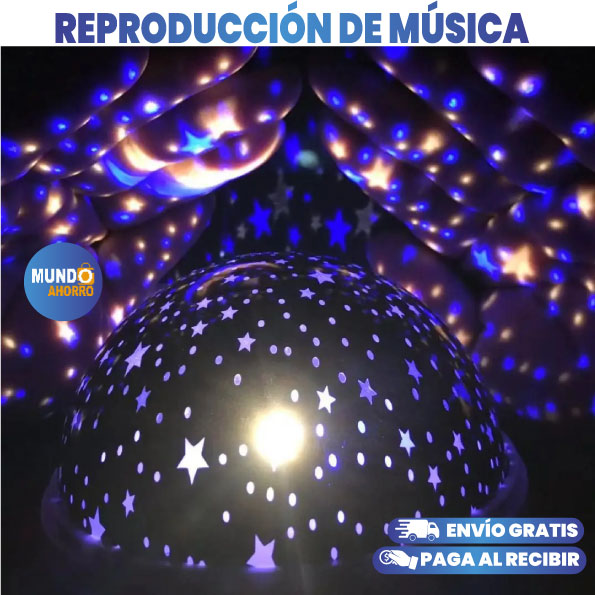 LAMPARA Y PROYECTOR DE ESTRELLA GIRATORIA MUSICAL