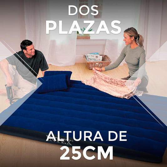 COMBO colchón inflable 2 plazas + 2 almohadas + inflador