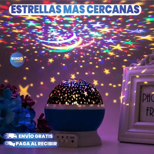 LAMPARA Y PROYECTOR DE ESTRELLA GIRATORIA MUSICAL