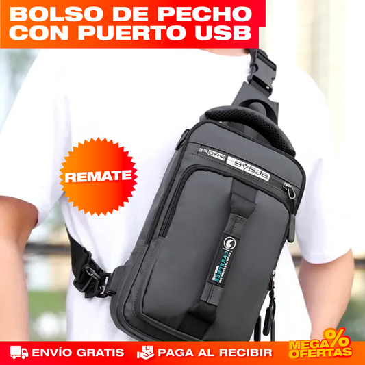 Bolso de pecho cruzado con puerto usb