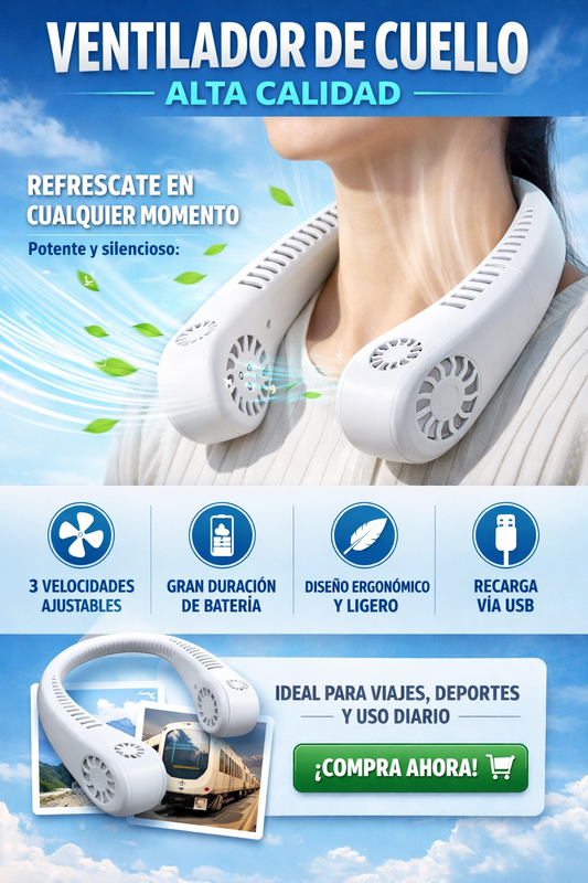 Ventilador de cuello 360° | Aire acondicionado portátil